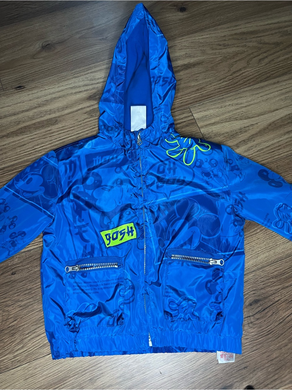 Disney Mickey Mouse GOSH Blue Hooded Rain Jacket Windbreaker Zip 4T 4
